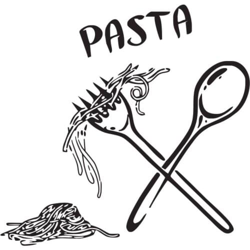 Pasta Wall Decals Food Spoons Forks Wall Decals Cafe Kitchen Tile Vinyl Wall Decorative Wall Decor L678