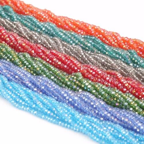 Nicebeads 145-195Pcs/Lot Multicolor 2mm 3mm 4mm Glass Faceted Roundle Beads Loose Crystal Needlework Beads for Jewelry Making