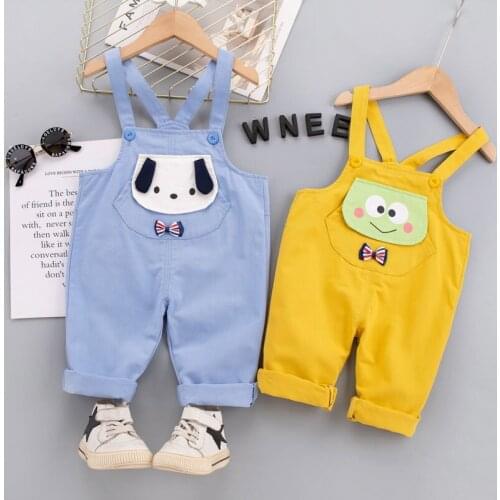 2021 New Spring Autumn Cotton Cartoon Pattern Children Boys Girls Fashion Causal Camisole Pants 0-5 Years Kid Overall Long Pants