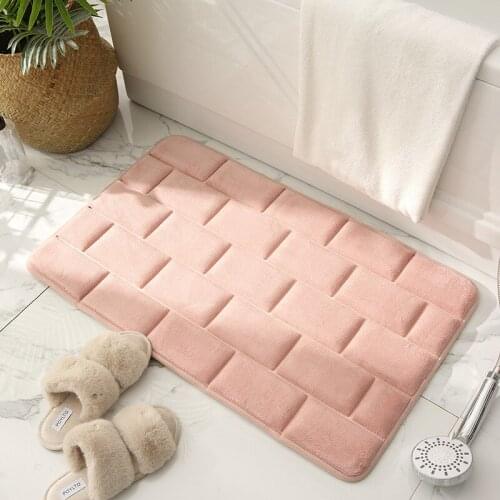Solid Color Memory Sponge Bath Mat Absorbent Quick-Drying Floor Rugs Non-slip Foot Pads for Bathroom Kitchen Toilet