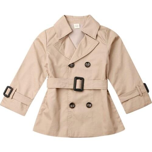 Toddler Kids Baby Girls Trench Coat Autumn Long Sleeve Princess Jacket Windbreaker Button Outerwear Baby Girls Casual Jackets
