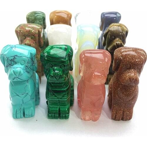 Natural different materials of quartz crystal hand-carved dog home decoration gifts