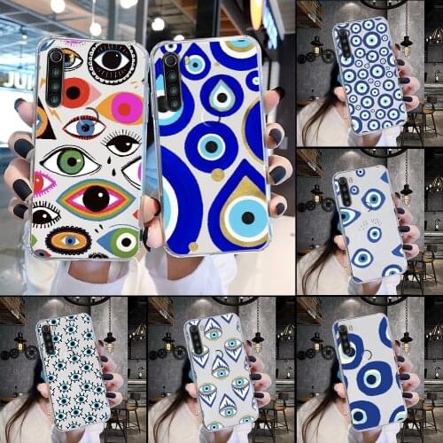 Turkish lucky Blue Evil Eye Abstract Phone Case Transparent For Xiaomi Redmi Note 7 7A 8 8T 9 9A 9S 10 K30 Pro Ultra transparent