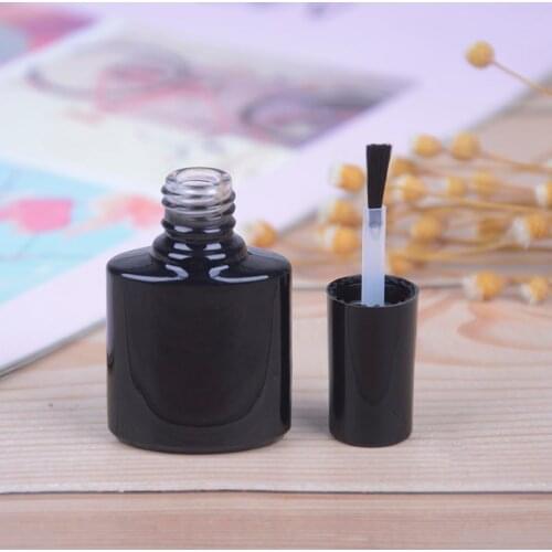 10ml Empty Containers Black Cosmetic Glass With A Lid Brush Nail Polish Bottle Transparent Nail Glass Bottles With Brush
