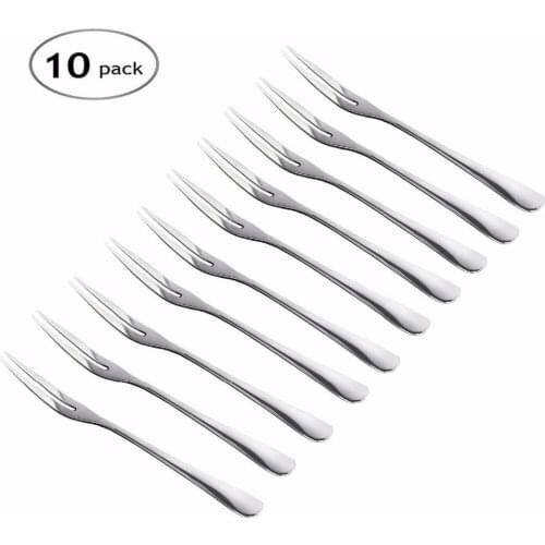 Hand Forged Stainless Steel Cocktail Appetizer Forks,10pcs, Fruit Forks, Vegetable Forks, Great fits for Oyster(00327)