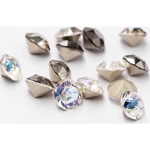 Apparel Sewing & Fabric Crafts 4/5/6/7/8mm Cone Transparent Round Pointed Crystal pointback Sew On Claw Rhinestones For Garment