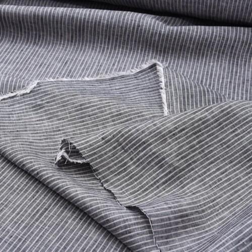 140CM Wide 250G/M Gray Stripe Linen Fabric for Summer and Spring Dress Clothes Jacket H422