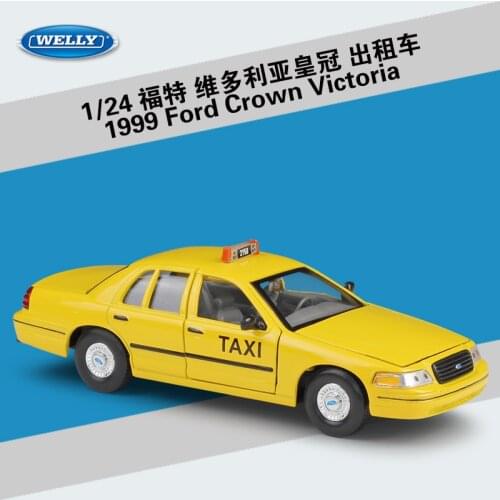 Welly Diecast 1:24 Simulator Metal Model Car Nuova Fiat 500\1999 Ford Crown Victoria Taxi Alloy Toy Car For Kids Gift Collection