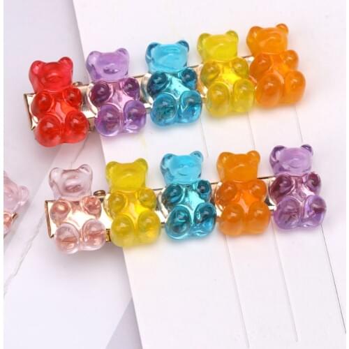 Mixed Cartoon Panda Bear Hair Clips Barrettes Gummy Bear Rainbow Candy Hairpins Kids Hair Accessories For Women Girls