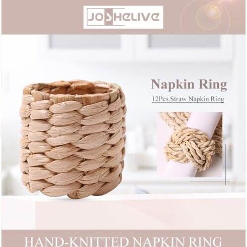 Home Dinner Table Napkin Rings Buckles Eye-catching Long Lasting Bamboo Straw Corn Husk Table Decor Napkin Holder For Wedding