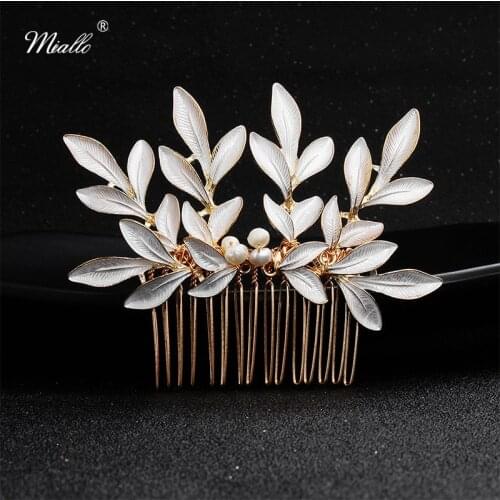 Miallo Fashion Gold Freshwater Pearls Alloy Wedding Dress up Hair Comb for Women Bridal Hair Jewelry Accessories Headpieces