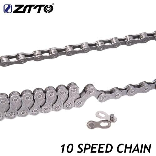 ZTTO 10 Speed Bicycle Chain Silver Grey Chrome Hardened Chains for Mountain Bike Road Bicycle Parts