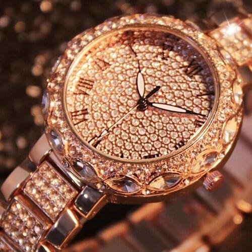 2019 Full Diamond Crystal Womens Watches Luxury Women Rhinestone Watches Women Rose Gold Ladies watches Female Quartz Watch