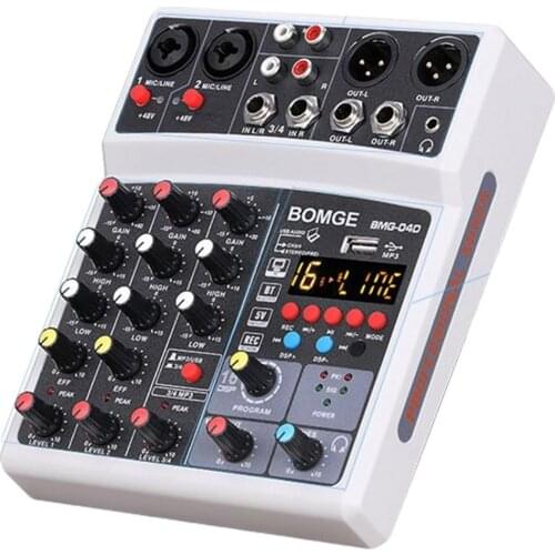 4-Channel Audio Mixer USB 16dsp Effect Interface Sound Card Bluetooth-compatibe USB Input 16 Digital Effects 2 High Low Sound
