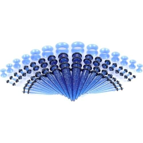 50pcs/set Mixed Size Acrylic Ear Stretching Kits Ear Gauges Taper and Plug Flesh Tunnel Expansion Liquid Body Piercing Jewelry