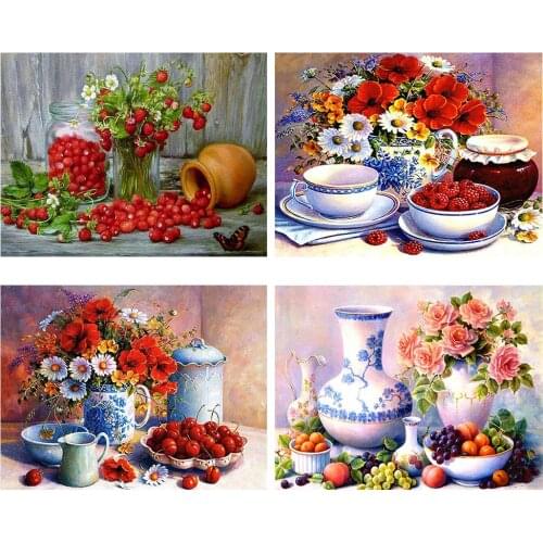 Full Square Diamond Painting Fruit 5D Diy Diamond Embroidery Grape Kitchen Home Decoration Picture Mosaic Rhinestone Art