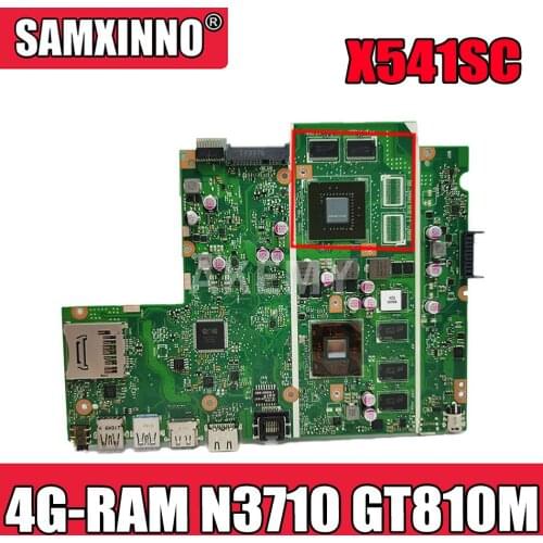 Akemy New! X541SC Laptop motherboard For Asus X541SC X541S D541SC Test original mainboard 4G-RAM N3710 CPU GT810M GPU