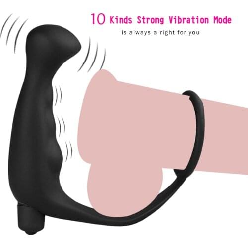 10 Speed Anal Vibrator G Spot Prostate Massager Opening Anus Butt Plug Anal Dilator Male Time Delay Ring Erotic Sex Toys For Men