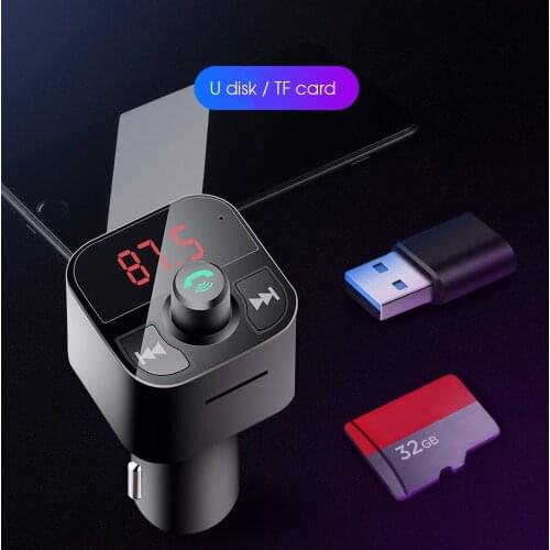 Bluetooth 5.0 FM Transmitter Bluetooth Car Kit Handsfree MP3 Player 3.1A Dual USB Charger Adapter U Disk Play Car Modulator
