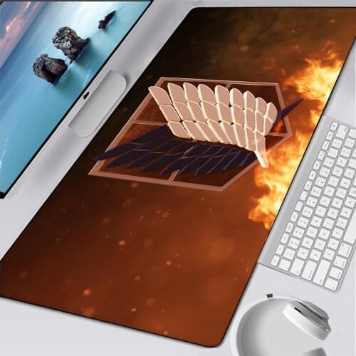 Attack on Titan Carpet Anime Large Computer Mousepad Lock Edge Mouse Pad Logo Gaming Padmouse Gamer Laptop Keyboard Mouse Mats
