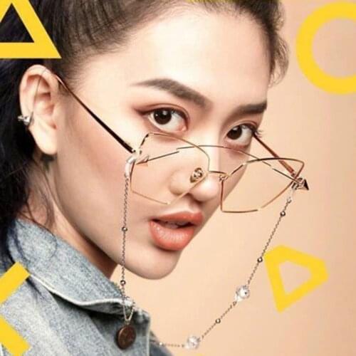 Fashion Triangular Crystal Eyeglass Chains Sunglasses Reading Beaded Glasses Chain Eyewears Cord Holder Neck Strap Rope
