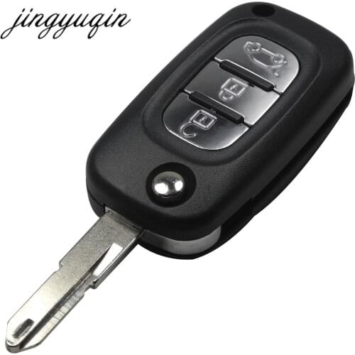 Jingyuqin Remote Flip Folding Key Shell Fob Case for Renault Logan Clio Vivaro Master Traffic Kangoo Megane laguna 3 Button