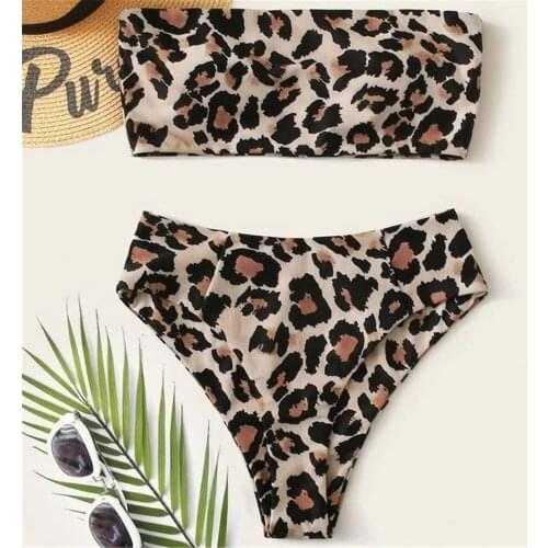 Cikini 2020 New WomenS Fashion Sexy Leopard Print Bra Bikini Suit Low Waist Split Beach Push Up Brazilian