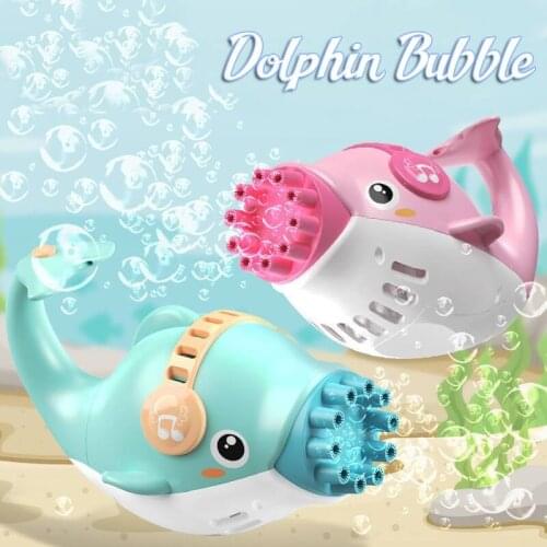 Kids Electric Bubble Machine Dolphin Gatling Soap Bubble Gun Children Automatic Bubble Blowing Bath Toy Gun Fan Combo Function