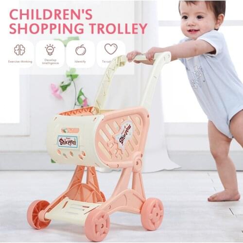 Kids Large Supermarket Shopping Cart Trolley Push Car Toys Basket Simulation Fruit Food Pretend Play House Girls Toy Baby Toy