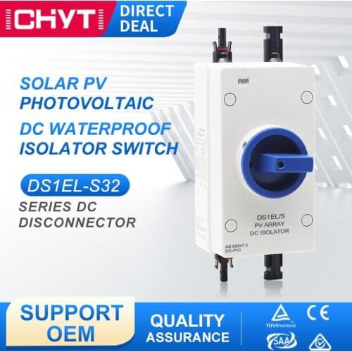 EDS1EL-S32 4P 32A 1000V IP66 Waterproof Solar Rotating Handle DC Isolator Rotary Switch With 2 Pairs PV Connectors