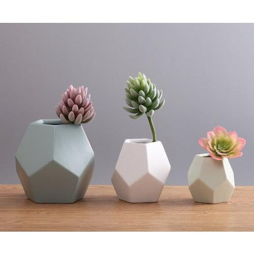 Europe Short Geometric Shape Porcelain Embassies Decor Contracted Porcelain Flower Room Vase Decoration Home Bruiloft Vasos