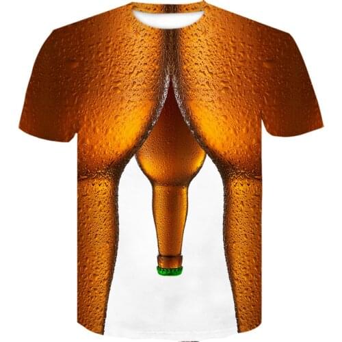 3d T Shirt Mens Casual Tee Shirts Funny Beer Print T-shirt Men Summer Style Party Tops Couple Elasticity T Shirt Street Wear