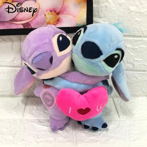 Disney Lilo And Stitch Angel Anime Stuffed Plush Toy Kawaii Holding Love Soft Model Doll For Couple Girlfriend Gift Decorative