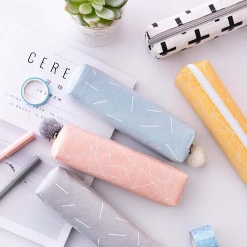 Kawaii Pencil Case Fabric Contracted Style Pencil Case for Girls Pencil Bag Stationery Lovely School Supplies 1Pcs