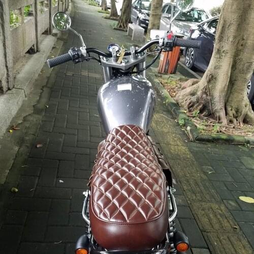 Brown Motorcycle Flat Brat, Styling Vintage Saddle Seat Cushion