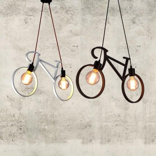 Creative Retro Bicycle Pendant Light Iron Luminaire Living Room Pendant Lights Simple Restaurant Bar Industrial Hanging Lamps