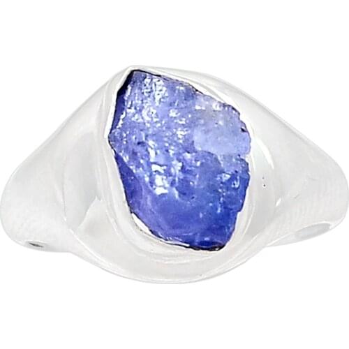 Lovegem Genuine TANZANITE ROUGH Ring 925 Sterling Silver,Size :8.75, AR3219