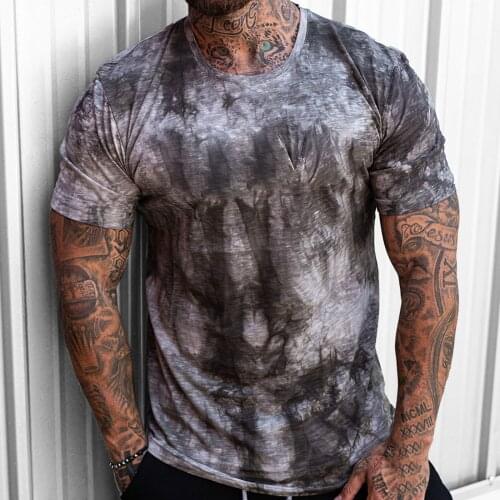 Men Casual Printed T-shirt, Summer Adults Short Sleeve Round Neck Pullover