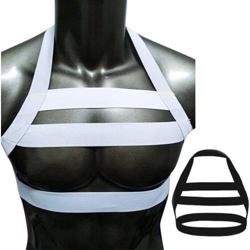 Mens Lingerie Body Chest Harness Bondage Costume Halter Neck Erotic Nightclub Wear Party Hollow Out Clothing