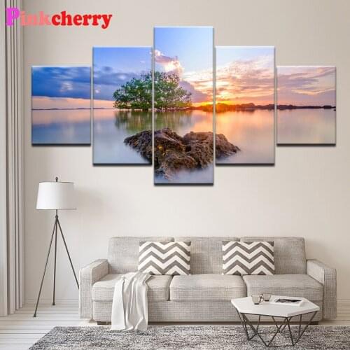 Multi-Panel Sunrise Break Of Day Scenery Diamond Embroidery 5D Cross Stitch Diamond Painting Full Square round stones Mosaic 3d