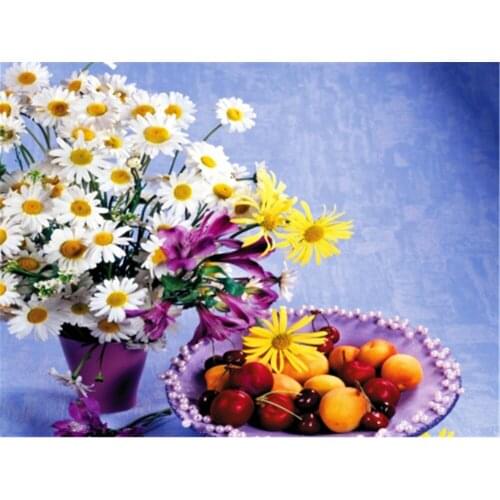 Flowers Printed Canvas 11CT Cross-Stitch Kit DIY Embroidery DMC Threads Sewing Craft Painting Knitting Needle Design