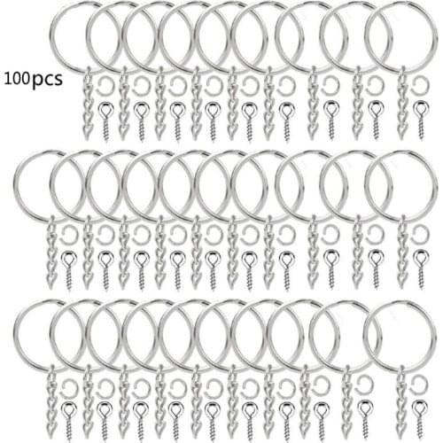 300Pcs 30mm Flat Key Chain Rings Kit Split Keychain Ring Jewelry Findings Making F3MF