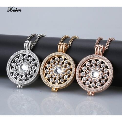 New 35mm coin holder necklace pendant fit my 33mm coins crystal fashion necklace pendants jewelry design 80cm chain christmas gi