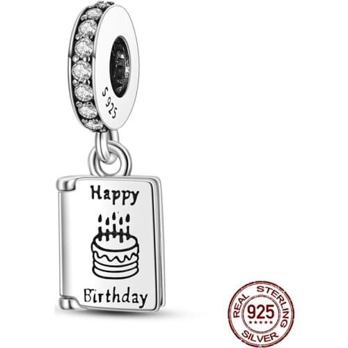 New Silver Pendant 925 Sterling Silver Beads Heart Birthday Card Dangle Charm Pendant Fit Original Pandora BraceletFine Jewelry