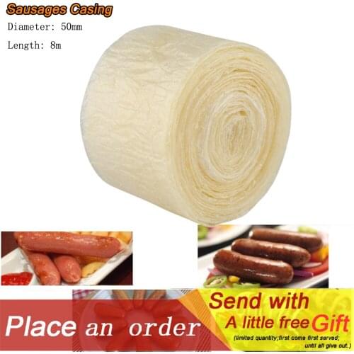 50mm 8m Edible Sausage Casings Packaging Pork Intestine For Sausage Tube Casing for Sausage BBQ Hot Dog Hamburger Sausage Tools
