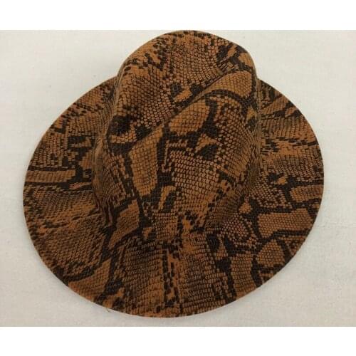 Casual Winter Autumn Snake skin Imitation Woolen Women Men Ladies Fedoras Top Jazz Hat European American Round Caps Bowler Hats