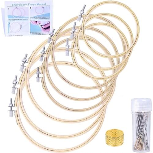 LMDZ 9 Pcs Embroidery Hoop Set for Beginner, 3 Sizes Cross Stitch Hoops, Cross Stitch Circle, Embroidery Circle
