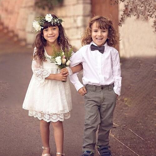 Puffy Tulle Lace Ball Gown Flower Girl Dresses Long Sleeve Girl Princess Dress Illusion Girl Wedding Party Dress First Communion