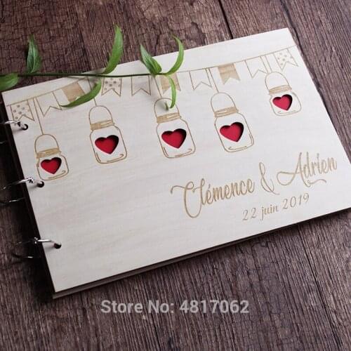 Custom Mason jar Wedding guest book With Name and date , wedding gift , Personalised Photo Album