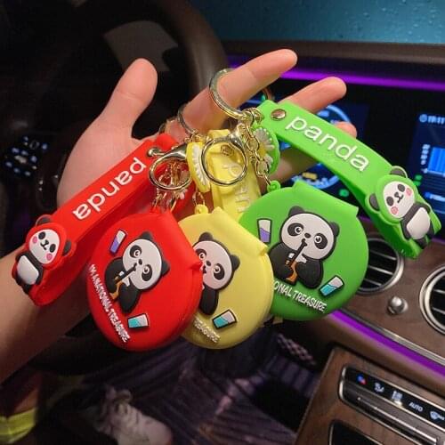 Cartoon Silicone Unicorn Anime Keychain Creative Portable Mirror Girl Keychain Accessories Car Pendant Friend Couple Gift